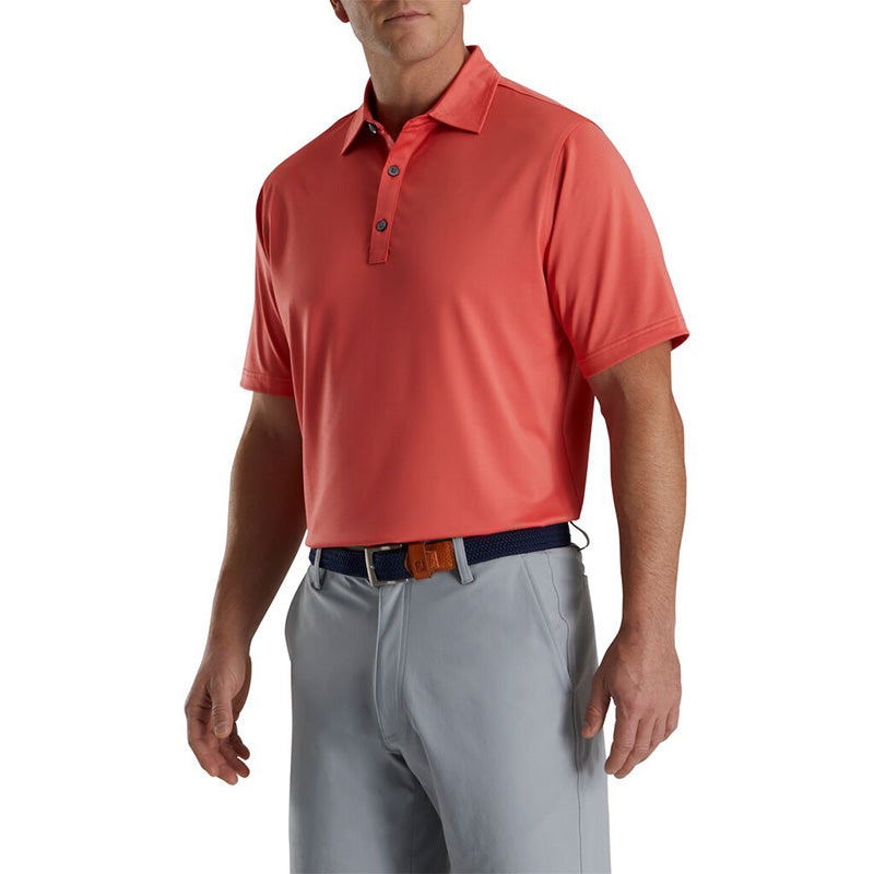 FootJoy 2022 Slub Yarn Solid Self Collar Polo - Previous Season Style Men&#39;s Shirt Footjoy Coral SMALL 