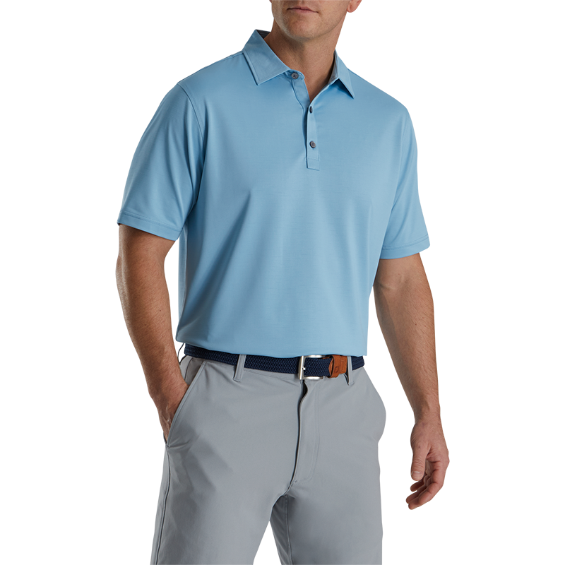 FootJoy 2022 Slub Yarn Solid Self Collar Polo - Previous Season Style Men&#39;s Shirt Footjoy Dusk Blue SMALL 