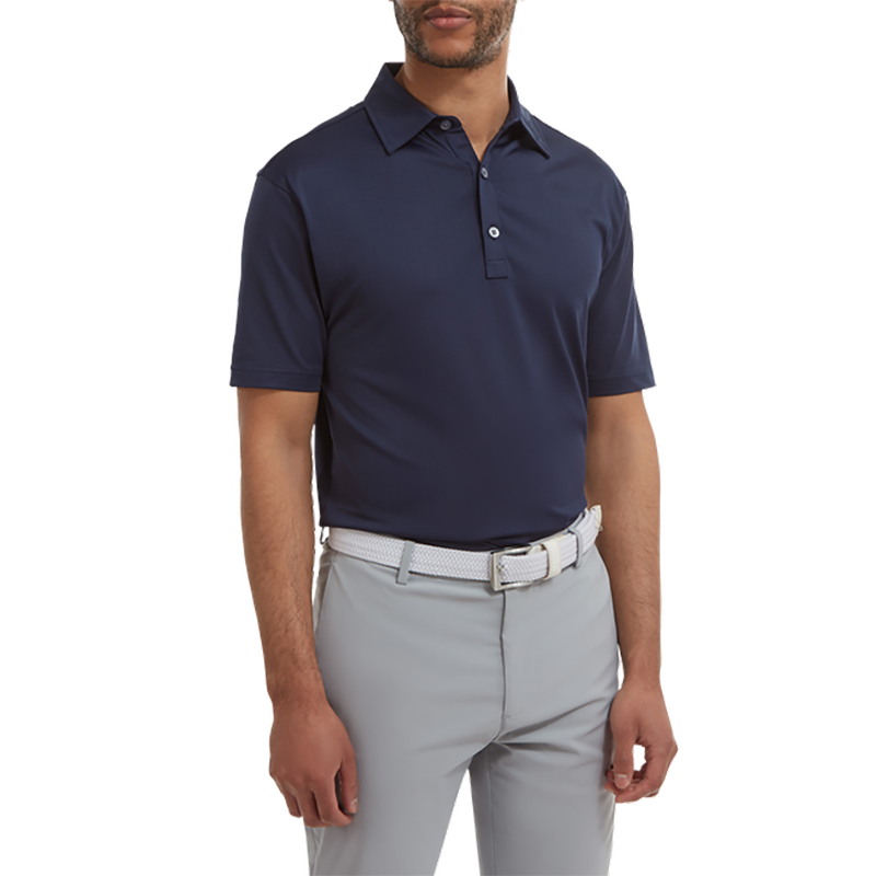 FootJoy 2022 Slub Yarn Solid Self Collar Polo - Previous Season Style Men&#39;s Shirt Footjoy Navy SMALL 