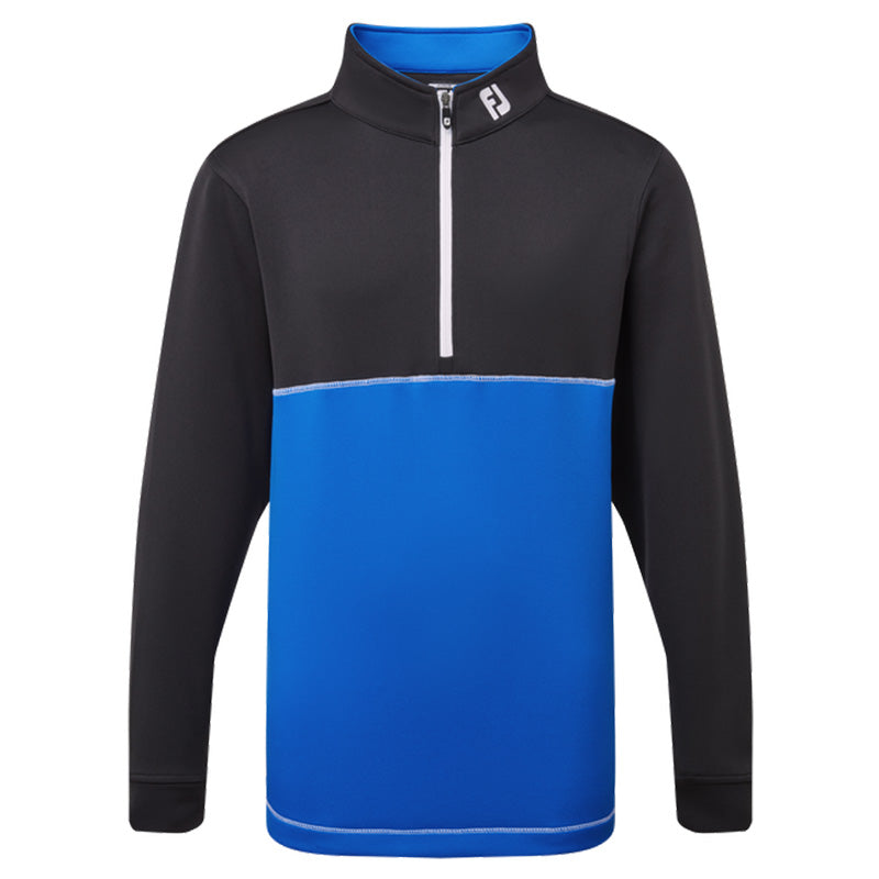 FootJoy Junior Colour Block Chill-Out 1/4 Zip - Previous Season Style Kid&#39;s Sweater Footjoy Black/Cobalt SMALL 