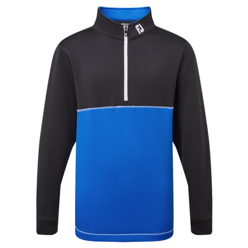 FootJoy Junior Colour Block Chill-Out 1/4 Zip - Previous Season Style Kid's Sweater Footjoy Black/Cobalt SMALL 