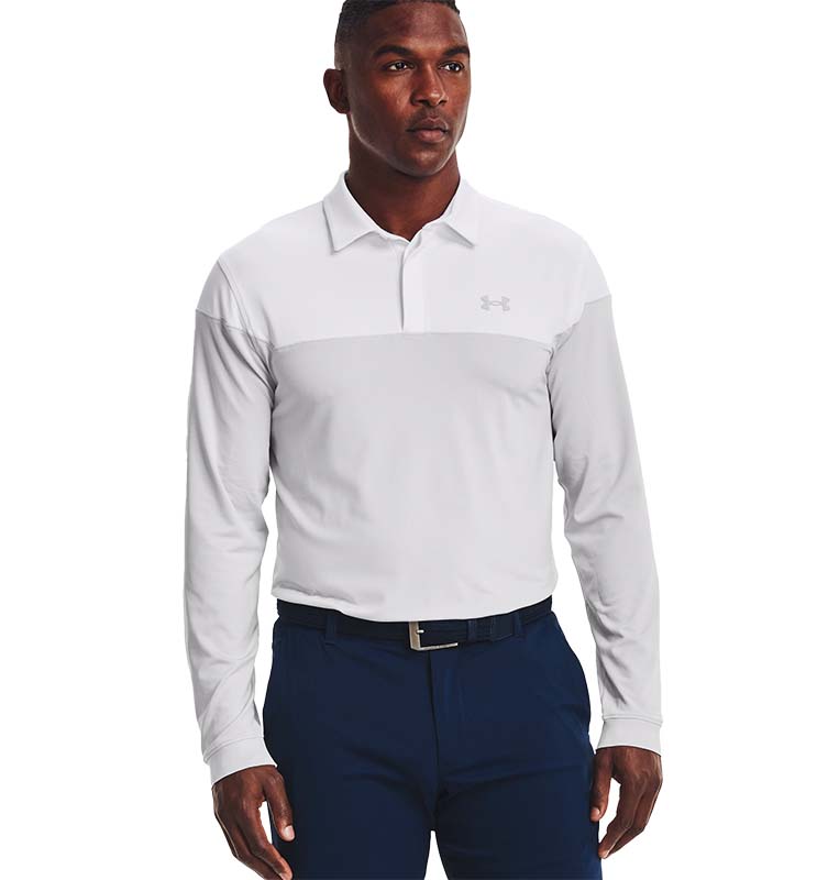 Under Armour Long Sleeve Playoff Novelty Polo Men's Shirt Under Armour White SMALL