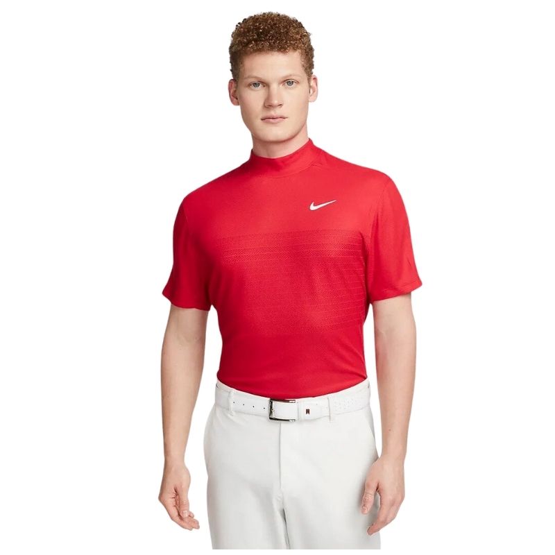 Nike Dri-FIT ADV Tiger Woods Mock-Neck Golf Polo Men&#39;s Shirt Nike Red MEDIUM 