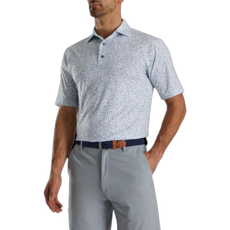 FootJoy 2022 Granite Print Polo - Previous Season Style Men's Shirt Footjoy White MEDIUM 