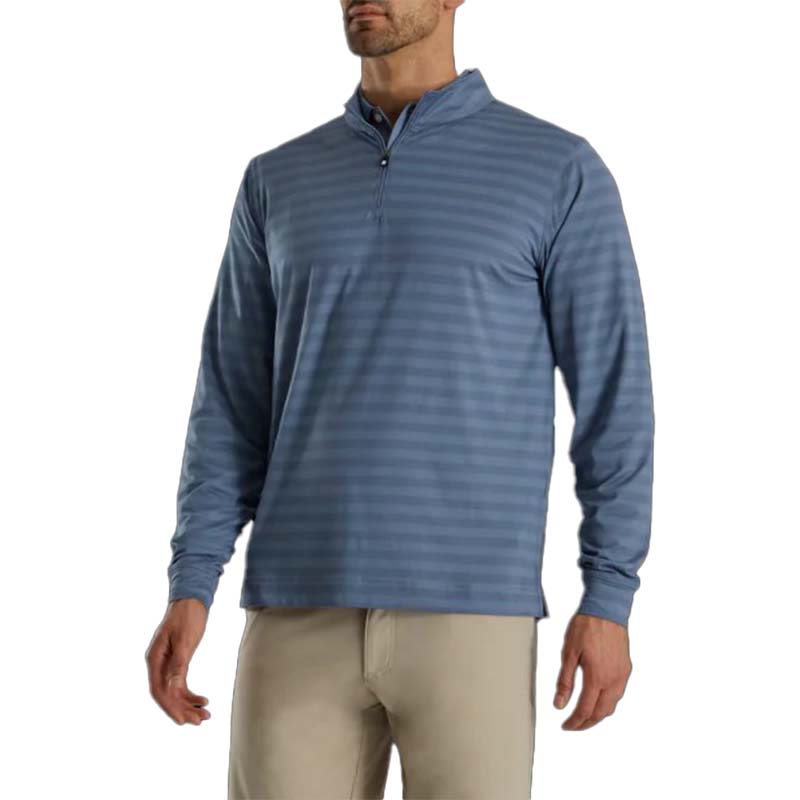FootJoy Tonal Stripe Peached Jersey 1/4 Zip - Previous Season Style Men&#39;s Sweater Footjoy LightBlue MEDIUM 