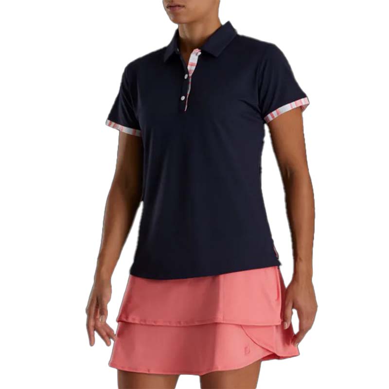 FootJoy 2022 Women&#39;s Short Sleeve Watercolor Trim Polo - Previous Season Style Women&#39;s Shirt Footjoy Navy SMALL 