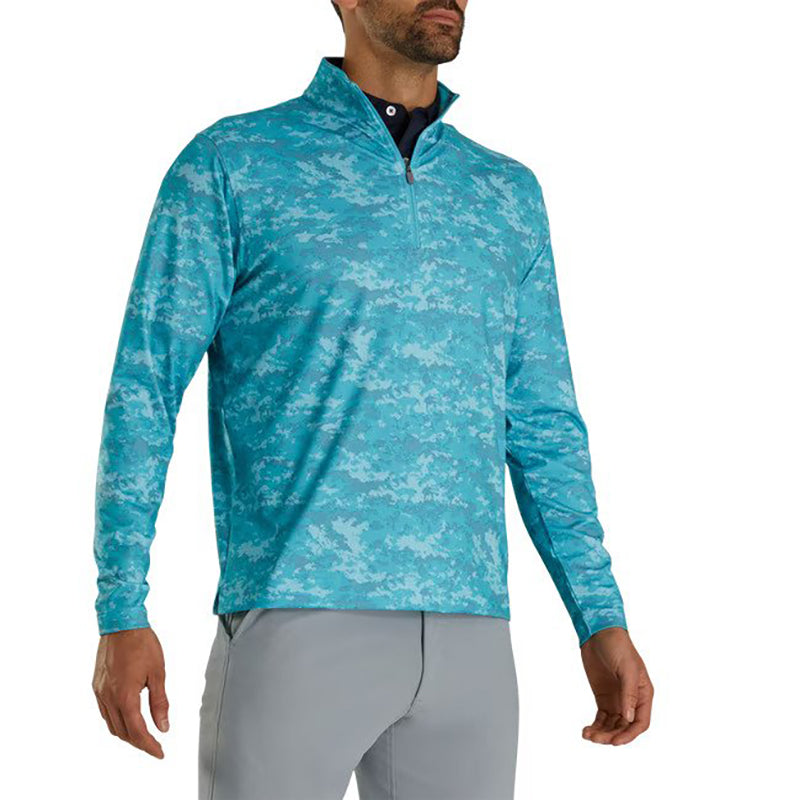 FootJoy Cloud Camo Print Mid-Layer 1/4 Zip - Previous Season Style Men&#39;s Sweater Footjoy Maui Blue MEDIUM 