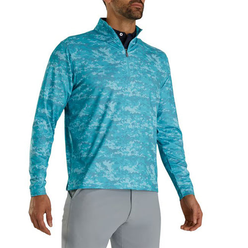 FootJoy Cloud Camo Print Mid-Layer 1/4 Zip - Previous Season Style Men's Sweater Footjoy Maui Blue MEDIUM 