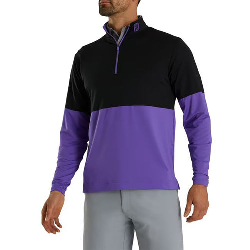 FootJoy 2023 Colour Block Mid-Layer 1/4 Zip Men's Sweater Footjoy Black/Violet MEDIUM 