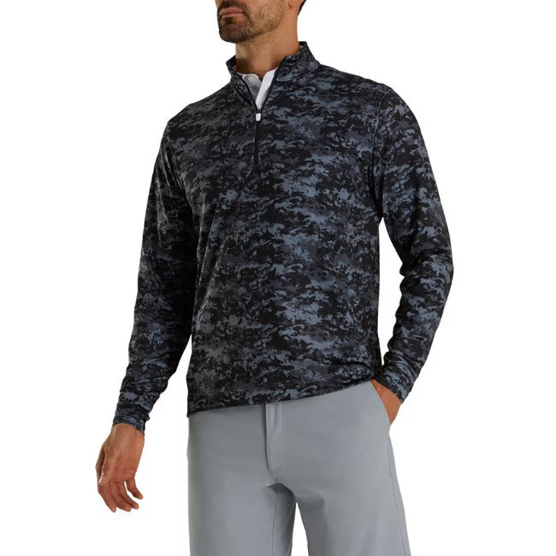 FootJoy Cloud Camo Print Mid-Layer 1/4 Zip - Previous Season Style Men&#39;s Sweater Footjoy Black MEDIUM 