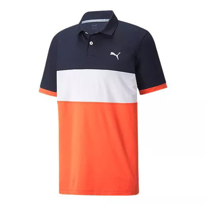 PUMA Cloudspun Highway Golf Polo Men&#39;s Shirt Puma Navy/Coral SMALL 