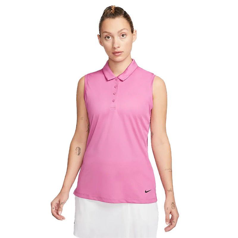Nike Women&#39;s Dri-FIT Victory Sleeveless Golf Polo Women&#39;s Shirt Nike Fuchsia Pink SMALL 