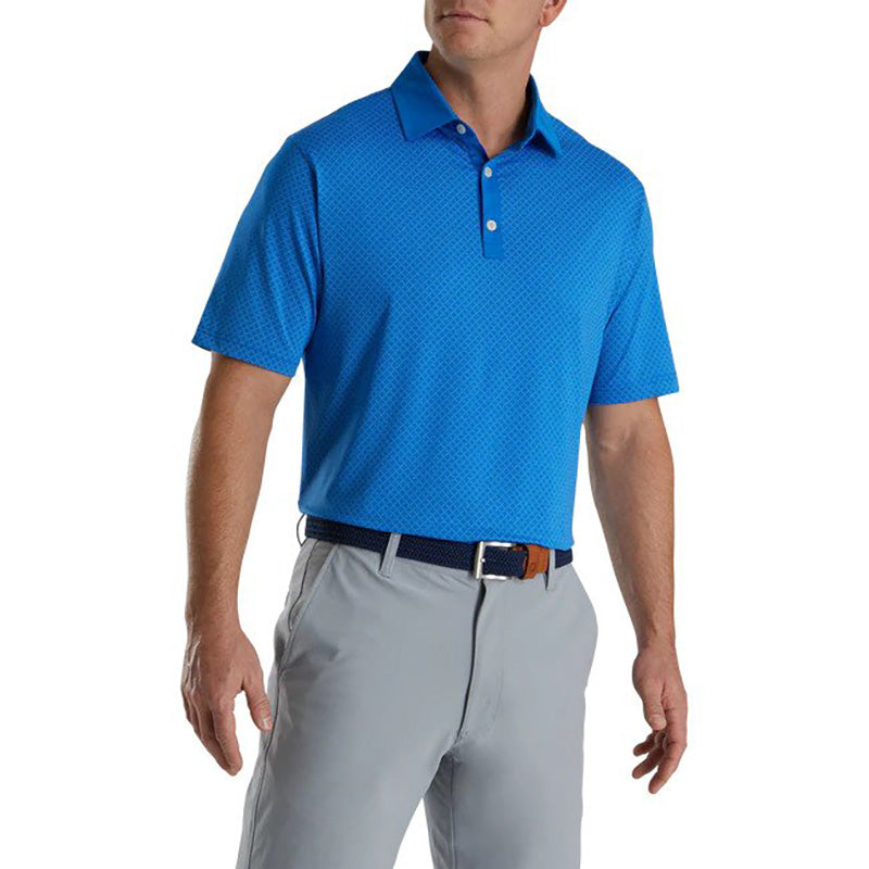 FootJoy 2022 Diamond Dot Print Lisle Polo - Previous Season Style Men&#39;s Shirt Footjoy Royal Blue SMALL 