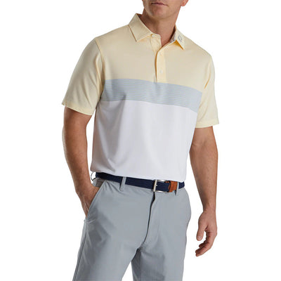FootJoy 2022 Color Block Lisle Polo - Previous Season Style Men's Shirt Footjoy Lemonade SMALL