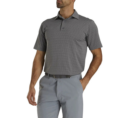 FootJoy Lisle Open Weave Print Self Collar - Previous Season Style Men's Shirt Footjoy Grey SMALL