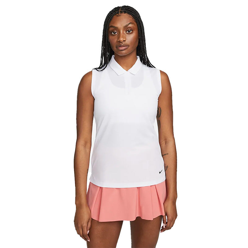 Nike Women&#39;s Dri-FIT Victory Sleeveless Golf Polo Women&#39;s Shirt Nike White SMALL 