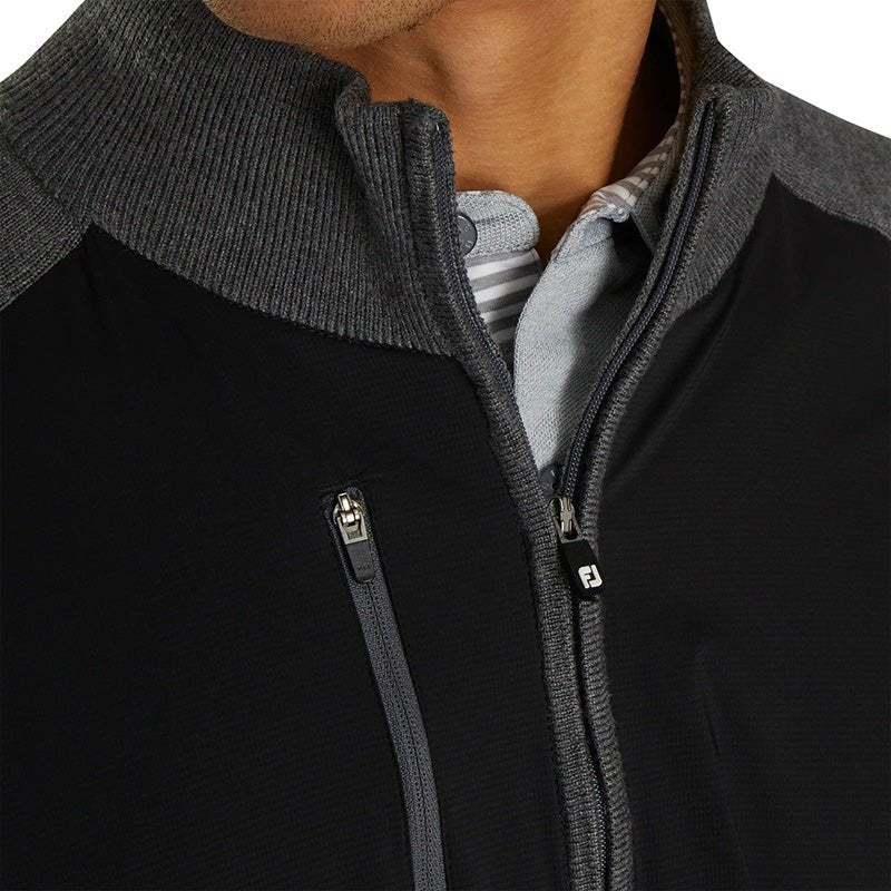 FootJoy Tech Sweater 1/2 Zip - Previous Season Style Black/Charcoal MEDIUM