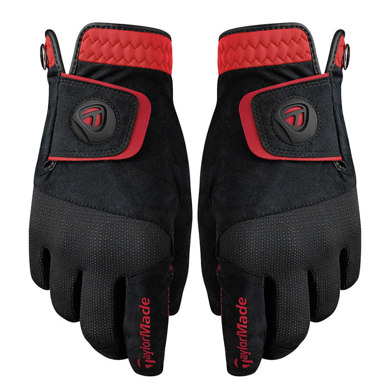 TaylorMade Rain Control Cadet Golf Gloves - Black/Red glove Taylormade   